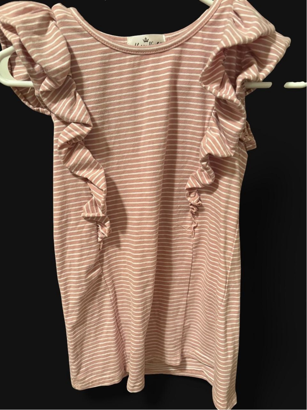 Marie Nicole Clothing Pink Striped Ruffle Sleeve Dress